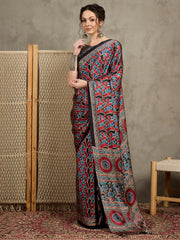 Women's Pure Crepe Printed Designer Saree With Blouse Piece