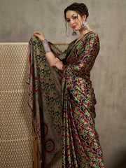 Women's Pure Crepe Printed Designer Saree With Blouse Piece