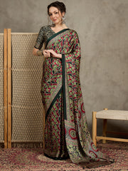 Women's Pure Crepe Printed Designer Saree With Blouse Piece