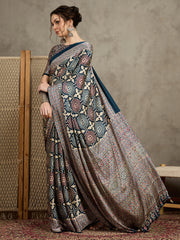Women's Pure Crepe Printed Designer Saree With Blouse Piece