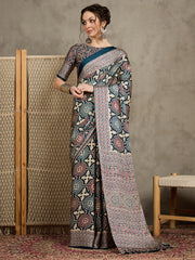 Women's Pure Crepe Printed Designer Saree With Blouse Piece