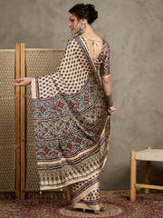 Women's Pure Crepe Printed Designer Saree With Blouse Piece