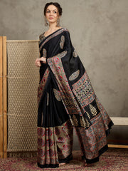Women's Pure Crepe Printed Designer Saree With Blouse Piece