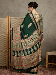 Women's Pure Crepe Printed Designer Saree With Blouse Piece