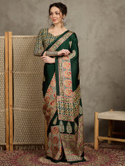 Women's Pure Crepe Printed Designer Saree With Blouse Piece