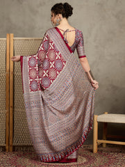 Women's Pure Crepe Printed Designer Saree With Blouse Piece
