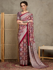 Women's Pure Crepe Printed Designer Saree With Blouse Piece