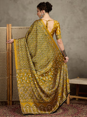 Women's Pure Crepe Printed Designer Saree With Blouse Piece