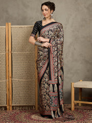 Women's Pure Crepe Printed Designer Saree With Blouse Piece