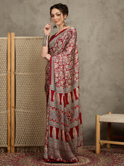 Women's Pure Crepe Printed Designer Saree With Blouse Piece