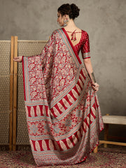 Women's Pure Crepe Printed Designer Saree With Blouse Piece
