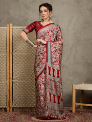 Women's Pure Crepe Printed Designer Saree With Blouse Piece