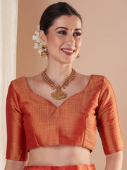 Women's Tissue Gold Woven Design Designer Saree With Blouse Piece