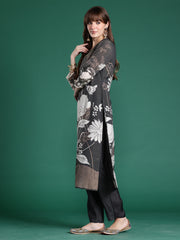 Yellow Embroidered Straight Kurta Trousers With Dupatta set