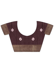 Women's Silk Blend Brown Printed Designer Saree With Blouse Piece