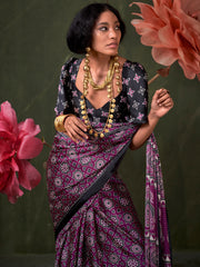 Women's Crepe Printed Designer Saree With Blouse Piece