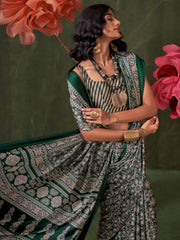 Women's Crepe Printed Designer Saree With Blouse Piece