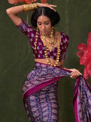 Women's Crepe Printed Designer Saree With Blouse Piece