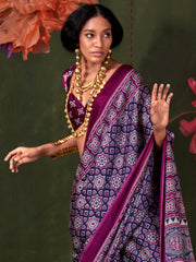 Women's Crepe Printed Designer Saree With Blouse Piece