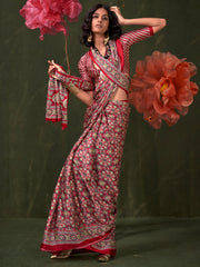 Women's Crepe Printed Designer Saree With Blouse Piece