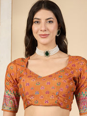 Women's Dola Silk Orange Woven Design Designer Saree With Blouse Piece