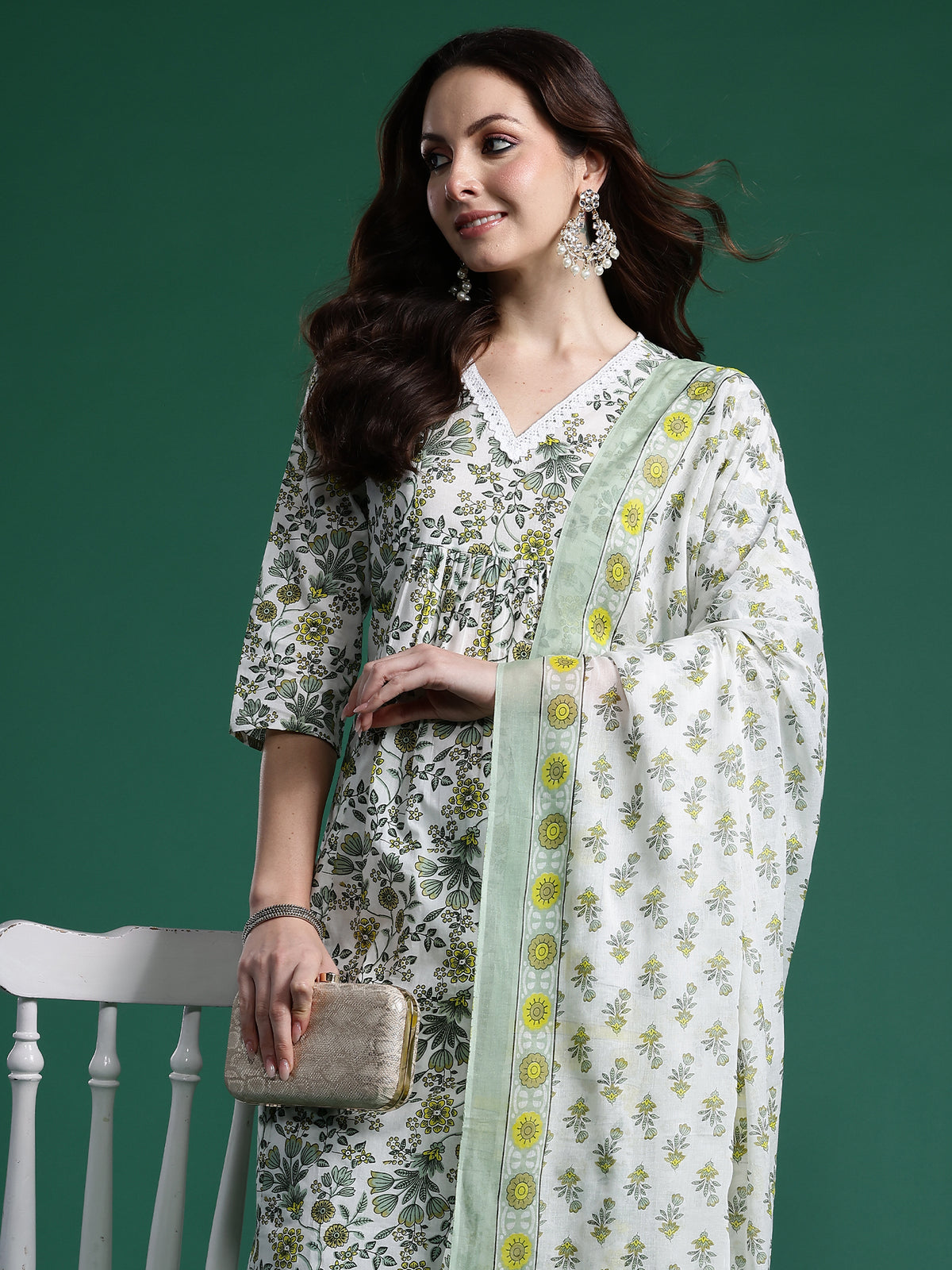 Red Embroidered Straight Kurta Trousers With Dupatta set