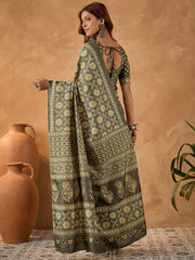 Women's Cotton Blend Printed Ready to Wear With Blouse Piece