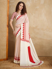 Women's Satin Printed Designer Saree With Blouse Piece