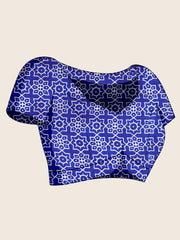 Women's Satin Printed Designer Saree With Blouse Piece