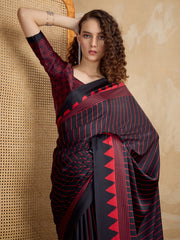 Women's Satin Printed Designer Saree With Blouse Piece