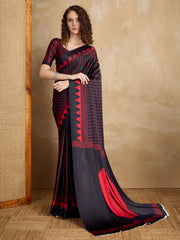 Women's Satin Printed Designer Saree With Blouse Piece