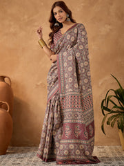 Women's Cotton Blend Printed Ready to Wear With Blouse Piece