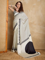 Women's Satin Printed Designer Saree With Blouse Piece