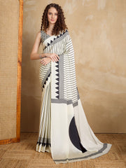 Women's Satin Printed Designer Saree With Blouse Piece