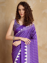 Women's Satin Printed Designer Saree With Blouse Piece