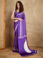 Women's Satin Printed Designer Saree With Blouse Piece