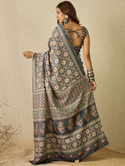 Women's Cotton Blend Printed Ready to Wear With Blouse Piece