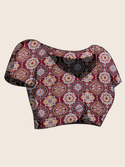 Women's Satin Printed Designer Saree With Blouse Piece