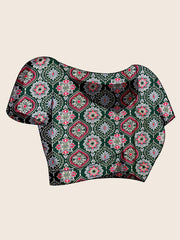 Women's Satin Printed Designer Saree With Blouse Piece