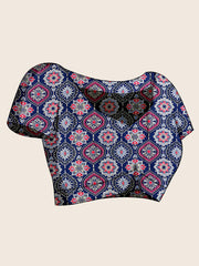 Women's Satin Printed Designer Saree With Blouse Piece