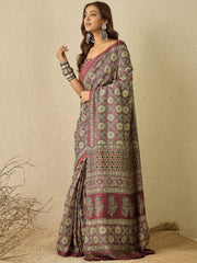 Women's Cotton Blend Printed Ready to Wear With Blouse Piece