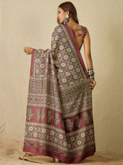 Women's Cotton Blend Printed Ready to Wear With Blouse Piece