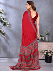 Women's Crepe Printed Designer Saree With Blouse Piece