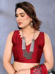 Women's Crepe Printed Designer Saree With Blouse Piece