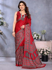 Women's Crepe Printed Designer Saree With Blouse Piece