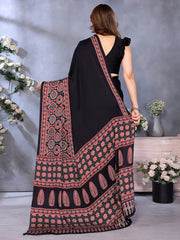 Women's Crepe Printed Designer Saree With Blouse Piece