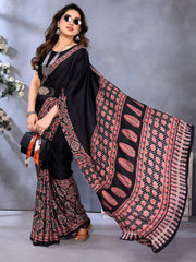 Women's Crepe Printed Designer Saree With Blouse Piece