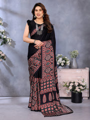 Women's Crepe Printed Designer Saree With Blouse Piece
