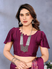 Women's Crepe Printed Designer Saree With Blouse Piece