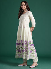 Pink Embroidered Straight Kurta Trousers With Dupatta Set